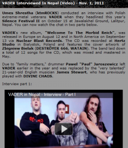 blabbermouth covering vader video interview from Nepal blabbermouth covering vader video interview from nepal